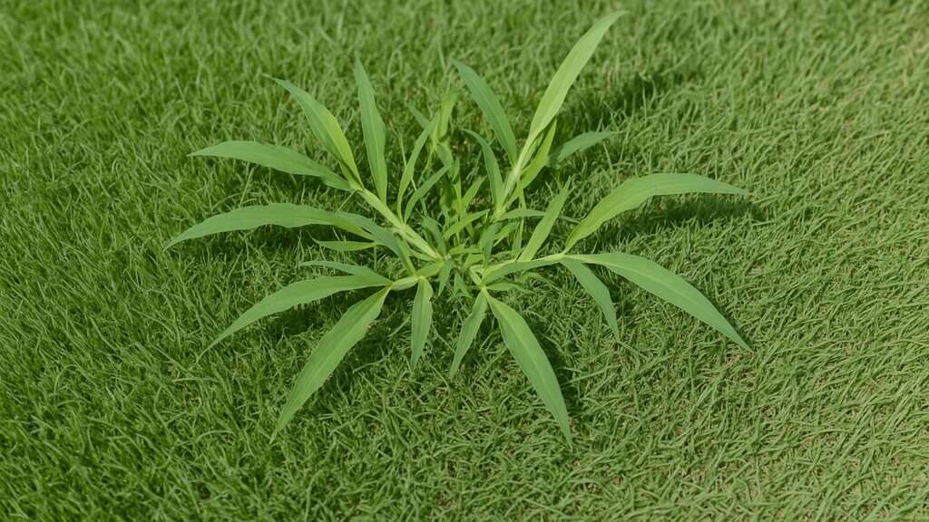 an image showing an illustration of crabgrass in a yard